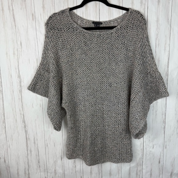 Theory gray taupe sparkle knit sweater Doleman sleeves Small - Picture 2 of 6